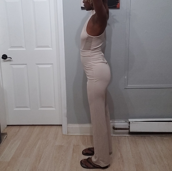 Tan Chocker jumpsuit Romper - Picture 7 of 9